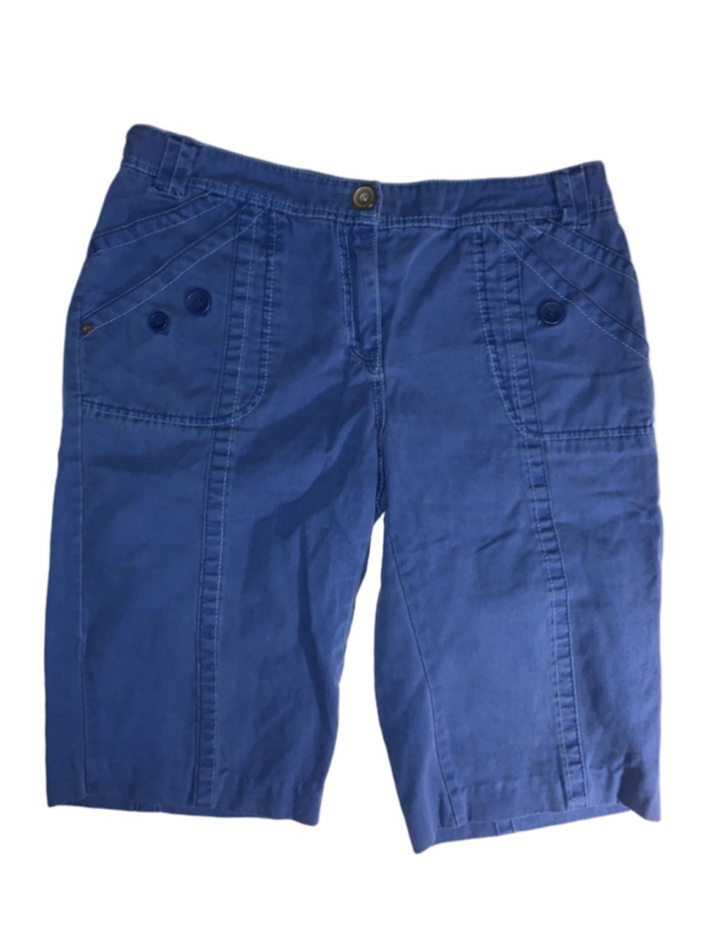 Large Blue Cotton Ginny Bermuda style Shorts with Pockets